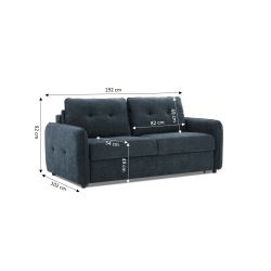 Canapé droit convertible express IMPA 3 places tissu chenille bleu canard