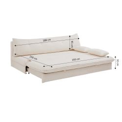 Banquette convertible KIARA 3 places tissu bouclette beige