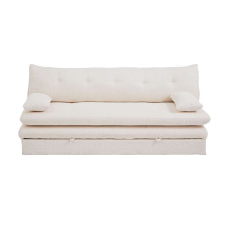 Banquette convertible KIARA 3 places tissu bouclette beige