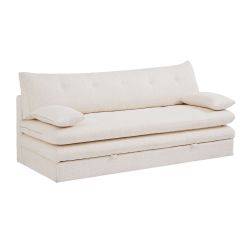 Banquette convertible KIARA 3 places tissu bouclette beige