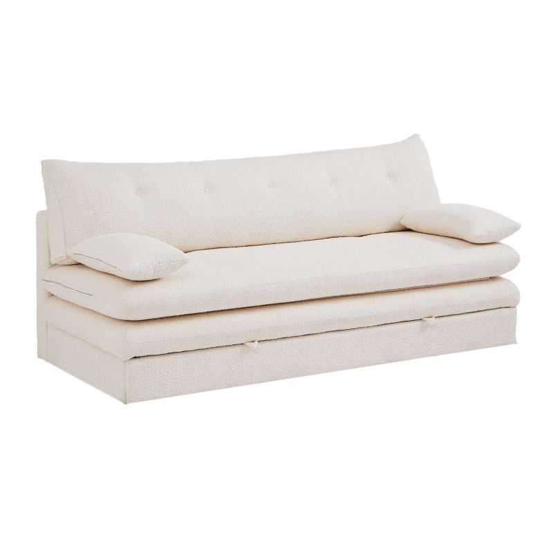 Banquette convertible KIARA 3 places tissu bouclette beige