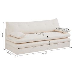 Banquette convertible KIARA 3 places tissu bouclette beige