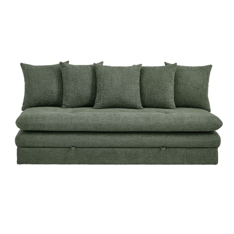 Banquette convertible MAORA 3 places tissu bouclette vert
