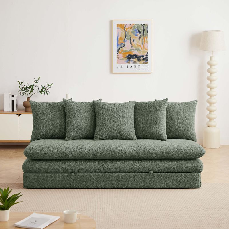 Banquette convertible MAORA 3 places tissu bouclette vert