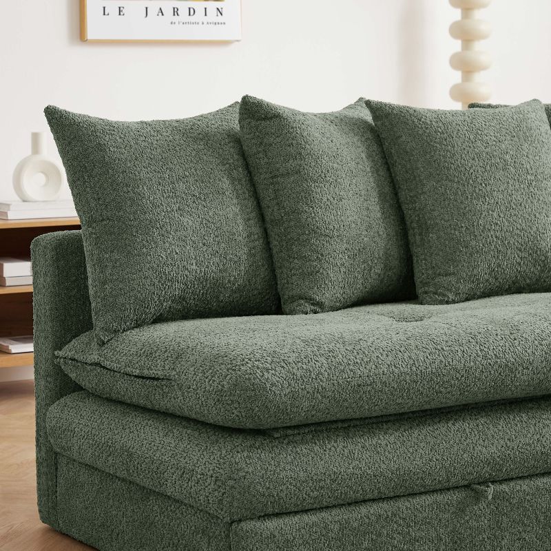Banquette convertible MAORA 3 places tissu bouclette vert