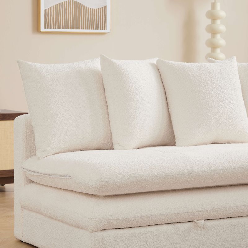 Banquette convertible MAORA 3 places tissu bouclette beige