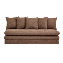 Banquette convertible MAORA 3 places tissu bouclette marron