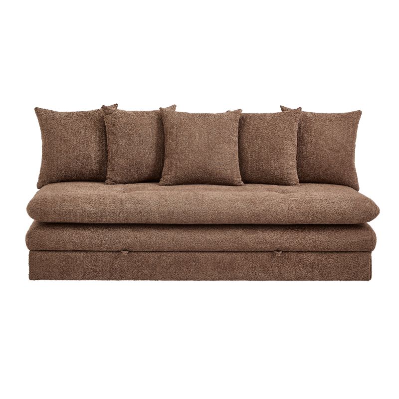 Banquette convertible MAORA 3 places tissu bouclette marron