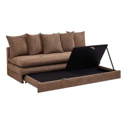 Banquette convertible MAORA 3 places tissu bouclette marron