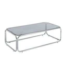 Table basse MAGGY verre trempé noir structure en chrome