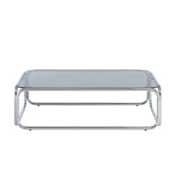 Table basse MAGGY verre trempé noir structure en chrome