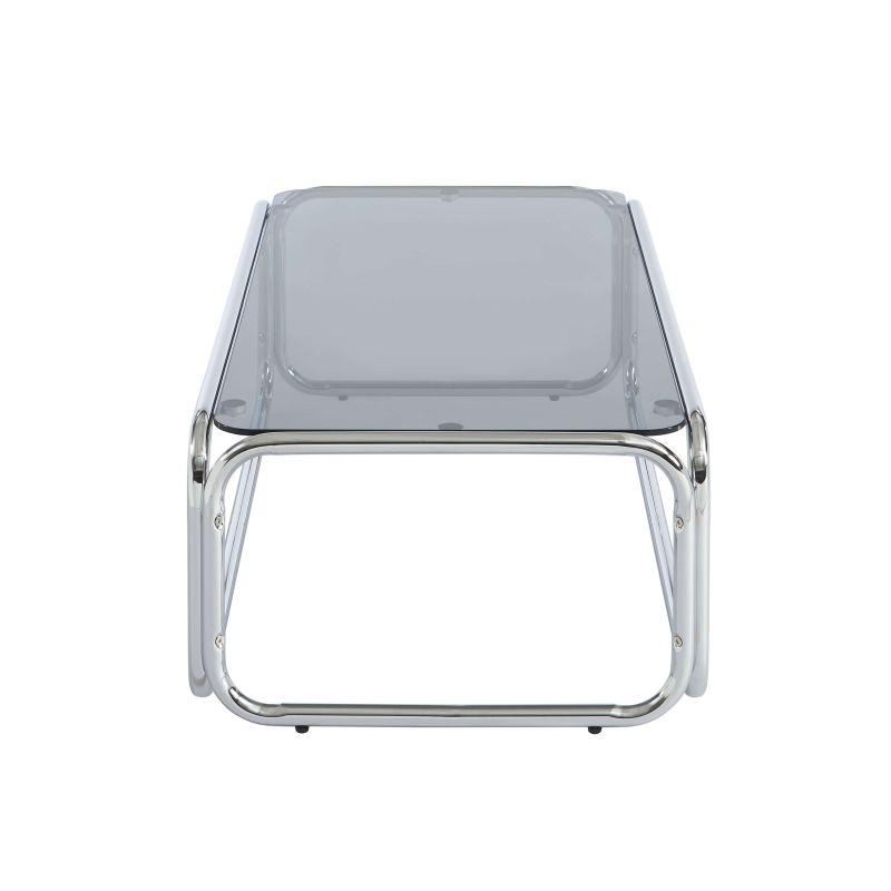 Table basse MAGGY verre trempé noir structure en chrome