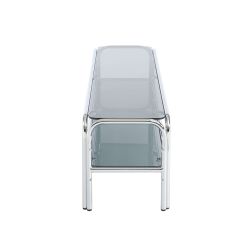 Meuble TV MAGGY verre trempé noir et structure en chrome 160cm