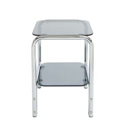 Table de chevet MAGGY verre trempé noir structure en chrome