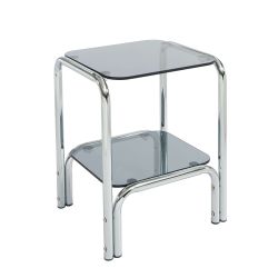 Table de chevet MAGGY verre trempé noir structure en chrome