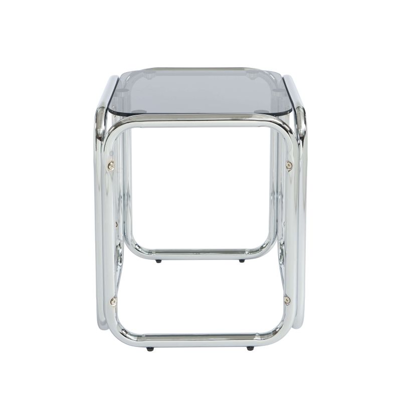 Table d'appoint MAGGY verre trempé noir structure en chrome