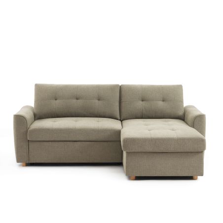 Canapé d'angle convertible et réversible TAMARA 4 places tissu texturé gris