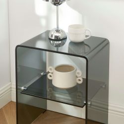 Table de chevet GINZA verre trempé noir