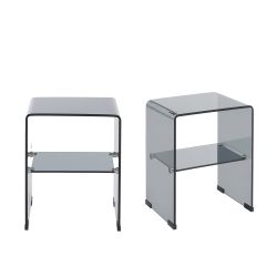 Lot de 2 tables de chevet GINZA verre trempé noir