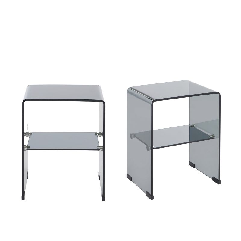 Lot de 2 tables de chevet GINZA verre trempé noir