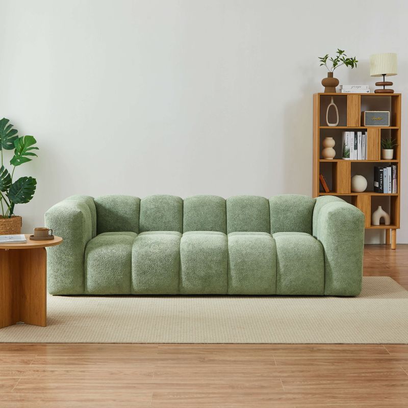 Canapé droit fixe TASTA 3 places tissu vert olive