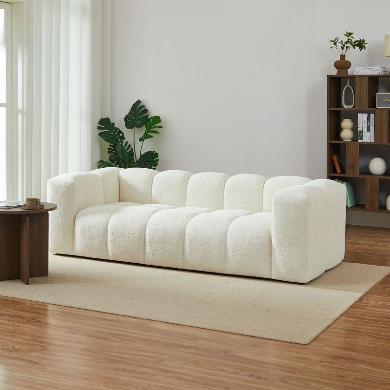 Canapé droit fixe TASTA 3 places tissu beige