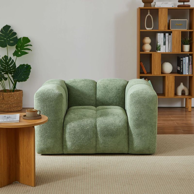 Fauteuil fixe TASTA 1 place tissu vert olive