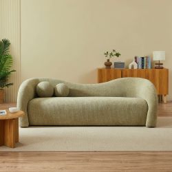 Canapé droit fixe BACALA 3 places tissu chenille vert kaki