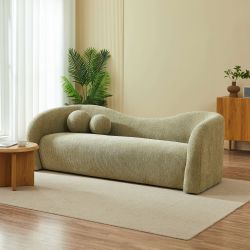 Canapé droit fixe BACALA 3 places tissu chenille vert kaki