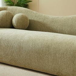 Canapé droit fixe BACALA 3 places tissu chenille vert kaki