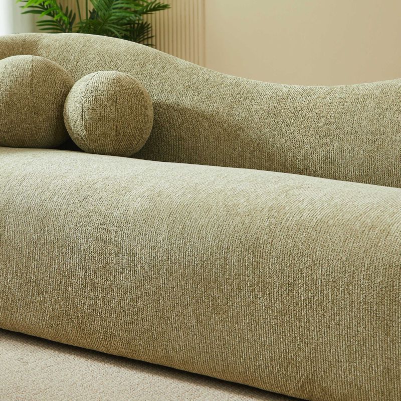 Canapé droit fixe BACALA 3 places tissu chenille vert kaki