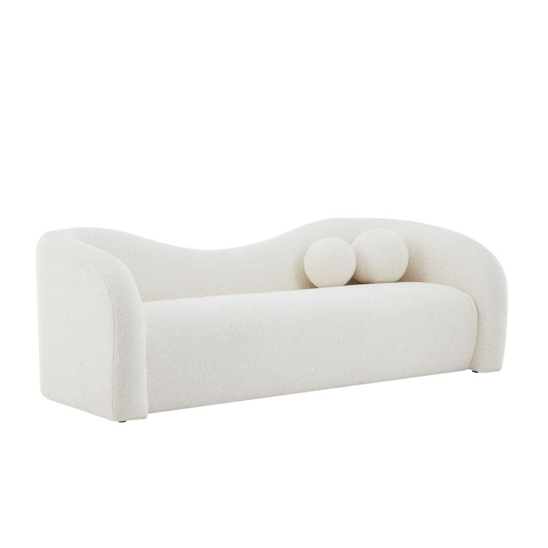 Canapé droit fixe BACALA 3 places tissu chenille beige