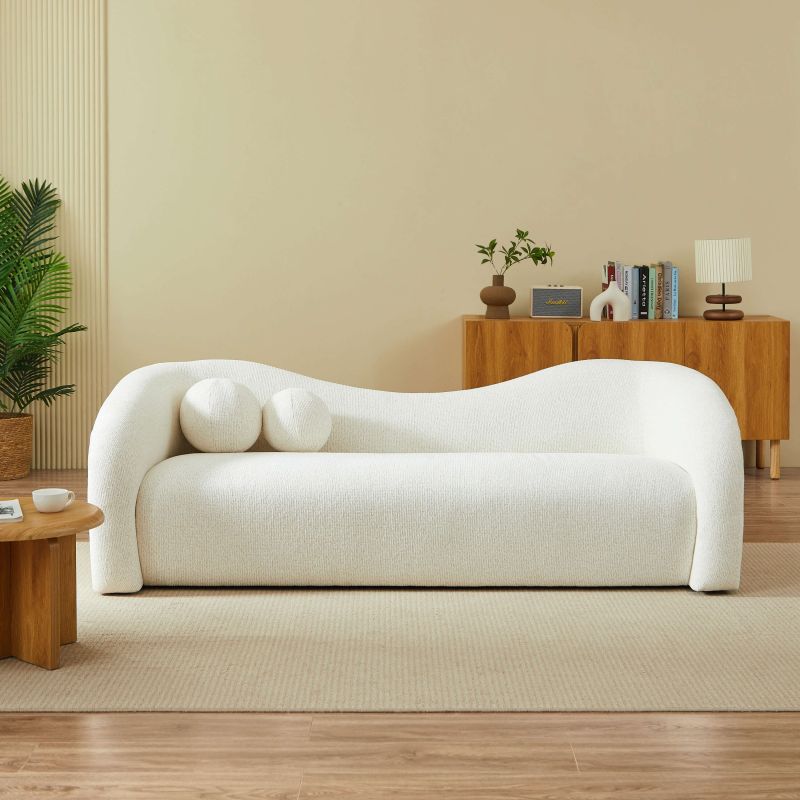 Canapé droit fixe BACALA 3 places tissu chenille beige