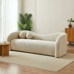 Canapé droit fixe BACALA 3 places tissu chenille taupe