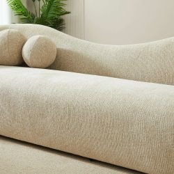 Canapé droit fixe BACALA 3 places tissu chenille taupe