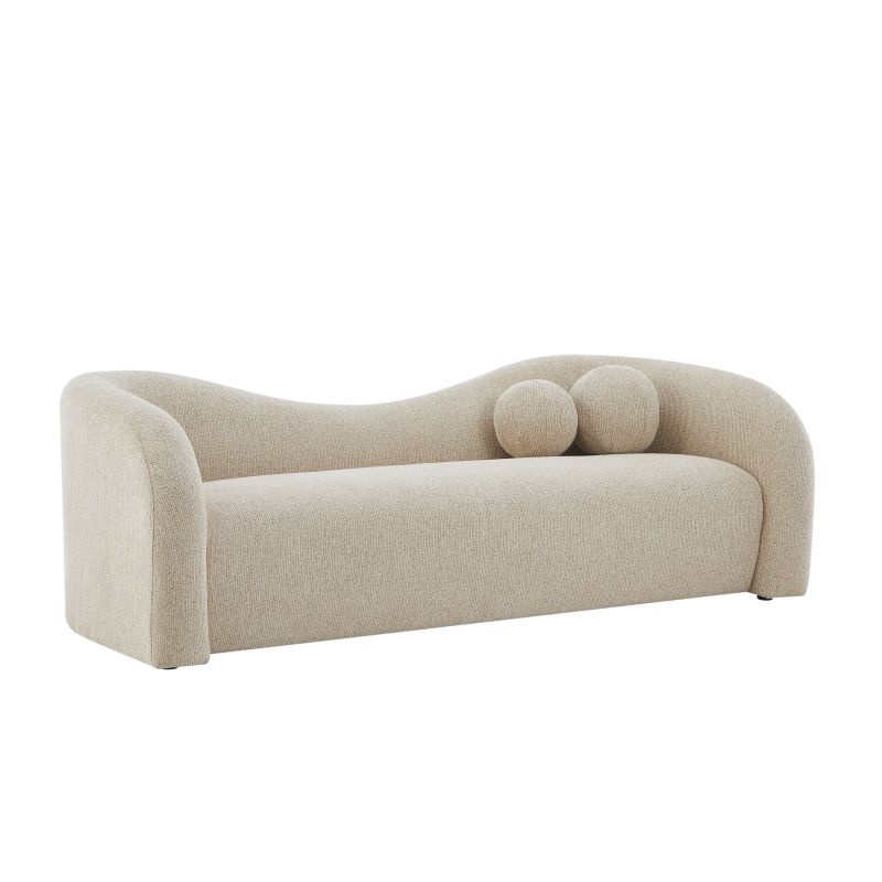 Canapé droit fixe BACALA 3 places tissu chenille taupe