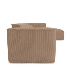 Canapé d'angle droit fixe NUNA 5/6 places velours côtelé marron