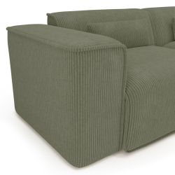 Canapé d'angle droit fixe NUNA 5/6 places velours côtelé vert