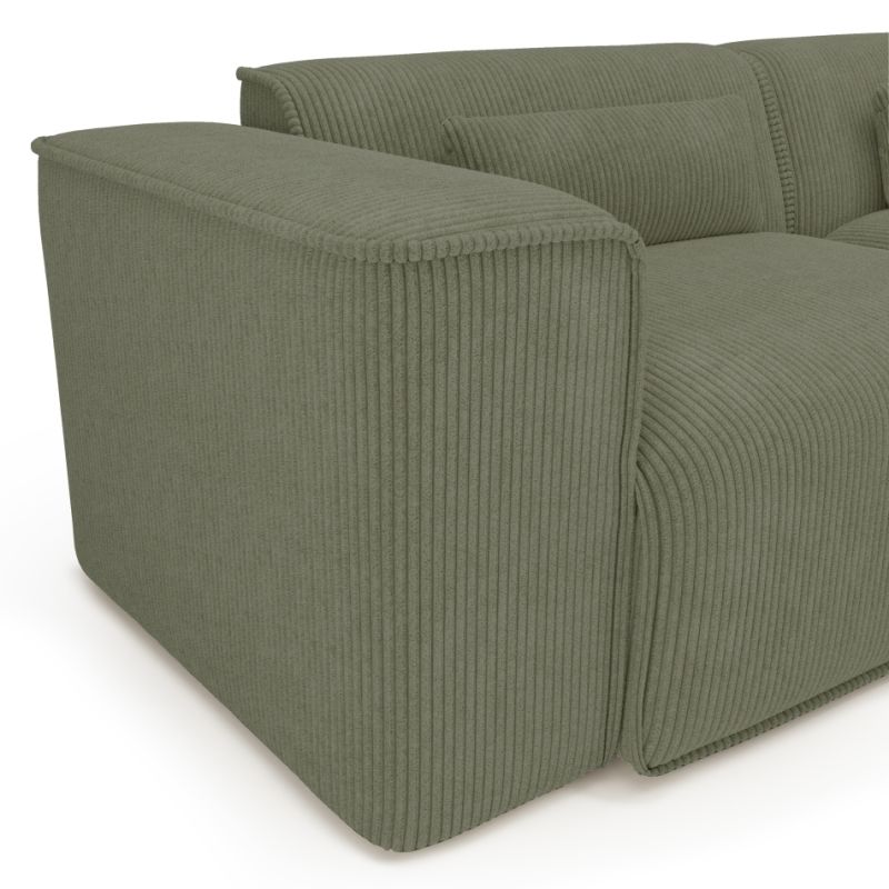 Canapé d'angle droit fixe NUNA 5/6 places velours côtelé vert