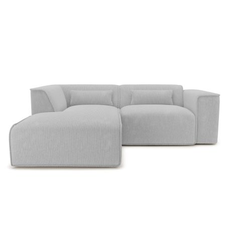 Canapé d'angle gauche fixe NUNA 4 places velours côtelé gris