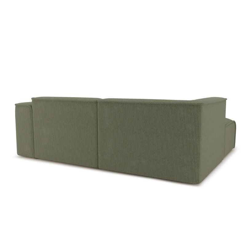 Canapé d'angle gauche fixe NUNA 4 places velours côtelé vert