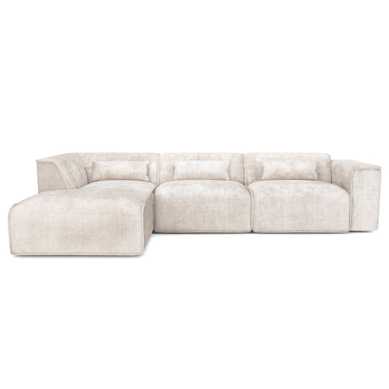 Canapé d'angle gauche fixe NUNA 5/6 places tissu beige