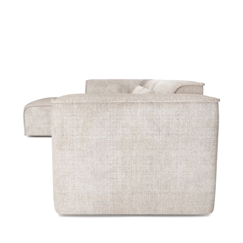 Canapé d'angle gauche fixe NUNA 5/6 places tissu beige