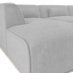 Canapé d'angle gauche fixe NUNA 5/6 places velours côtelé gris