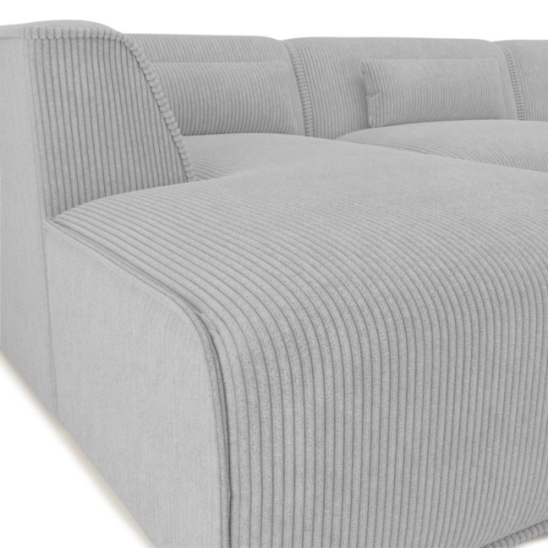 Canapé d'angle gauche fixe NUNA 5/6 places velours côtelé gris