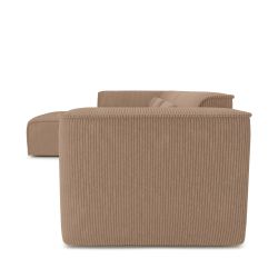 Canapé d'angle gauche fixe NUNA 5/6 places velours côtelé marron