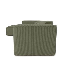 Canapé d'angle gauche fixe NUNA 5/6 places velours côtelé vert