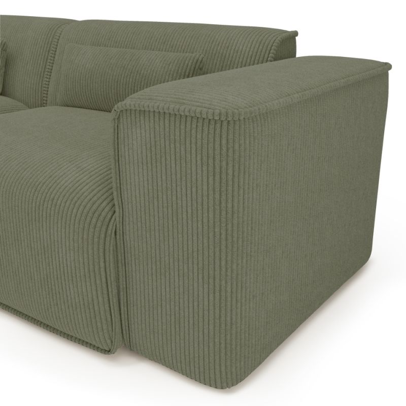Canapé d'angle gauche fixe NUNA 5/6 places velours côtelé vert
