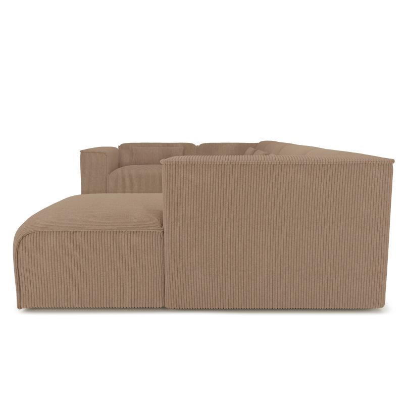 Canapé panoramique fixe NUNA 7 places chaise droite velours côtelé marron