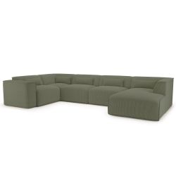 Canapé panoramique fixe NUNA 7 places chaise droite velours côtelé vert